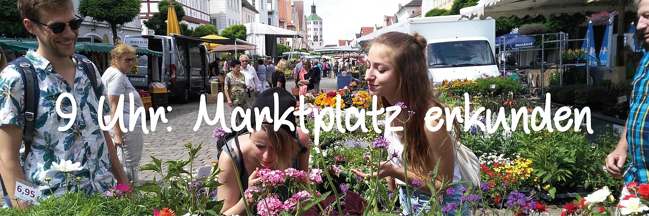 Jeden Dienstag ist Wochenmarkt auf dem Günzburger Marktplatz. Regionale Lebensmittel